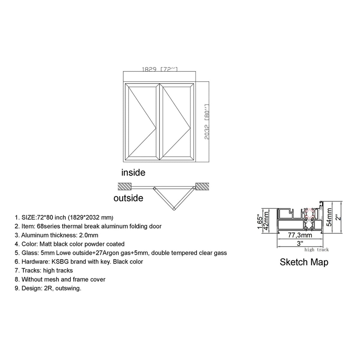 72x80 Aluminum Bifold Door – Modern Folding Design | Bright Fold
